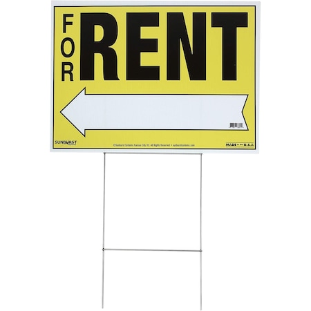 Sunburst Systems Sign For Rent 22 in x32 in Plastic with Step Stake 3820